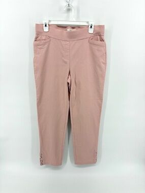 89th & Madison Pink Casual Pants Criss Cross Ankle Details Lightweight Stretch